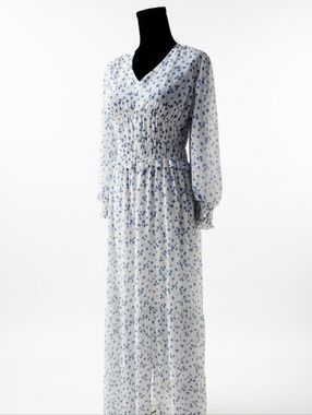 NWT! Alexa B Blue Floral V-Neck Maxi Dress